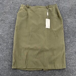Creazioni Casillo Womens 54 Olive Green Linen Viscose Blend Pencil Skirt Italy